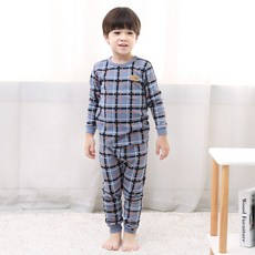 Kids Line 童款格紋30支棉9分袖居家衣褲套裝