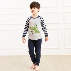 Kids Line 童款鱷魚印花30支棉長袖居家衣褲套裝
