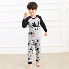 Kids Line 童款黑色狐狸印花30支棉9分袖家居套裝