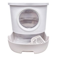 iCat 寵喵樂 銀河超大空間單層貓砂盆 抽屜雙門全罩落砂盆, 52.5 x 45 x 40cm, 紳士灰, 1個