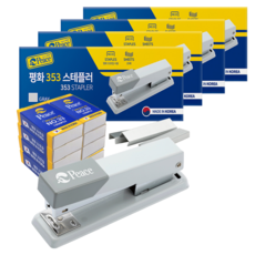 Peace Tools 釘書機 353 + 補充用33號釘 2入組, 灰色, 4套