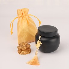 Apnalchangchang 黃金風水招財運室內裝飾鹽罐, 黑色
