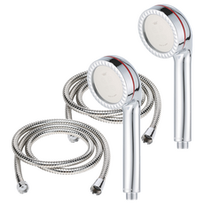 Barampokpung 增壓大型蓮蓬頭+不鏽鋼淋浴軟管 2m, 2組, 混色