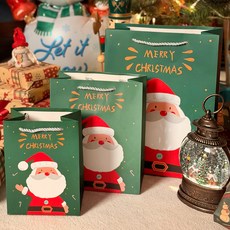 리드홈 크리스마스 선물 쇼핑백 12P, 산타글로스 그린, 12개