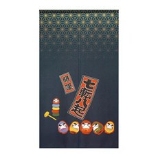 MASAHOME 長門簾 達摩七福神幸運藍 100%聚酯纖維 日本製造