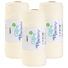 니뜨 뉴 코튼 마크라메 뜨개실 150g, 3개, 02아이보리