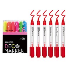 monAmi 裝飾馬克筆 460 6色 螢光+紅色 6入組, 1套