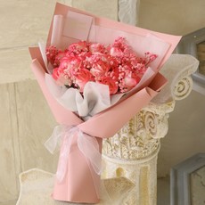 Scent Basket 永生滿天星混合玫瑰花束 L, 水彩粉紅色
