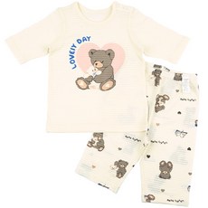 Maykids 童款緹花2件式7分袖套裝 快樂小熊款