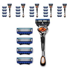 Arisuri 男性專用手動5層刀片刮鬍刀 + 4入補充刀片組 藍色, 6套