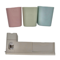 FANCY LIFE 浴室牙刷置物架 三口之家, 無痕收納 承重性強 防潮防水, 粉色 + 綠色 + 藍色, 1組