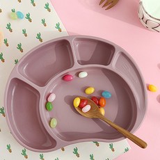 兒童粉彩矽膠吸盤餐盤, 粉色, 單品