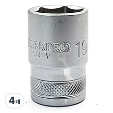 WORKPRO 短套筒 1/2" x 19mm WP274100, 4個