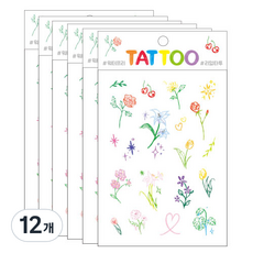 Petit 迷你紋身貼紙 TS020, 花朵, 12個