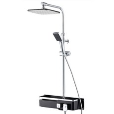 MIRINAE 頂噴三段式花灑龍頭組, 黑色, 1組