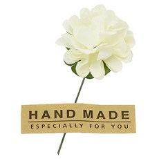 Donna&deco 禮物包裝 花朵裝飾 紙花 36入 + 方形手工貼紙 36入, 奶油色, 1套