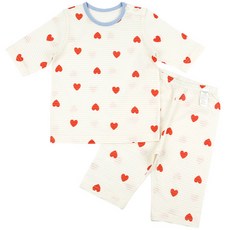 Maykids 童款緹花2件式7分袖套裝 愛心款