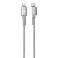 pqi 勁永 MFI認證 USB-C-Lightning 編織快充傳輸線, 150cm, 北極銀, 1條