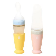 LIVING CREATOR 嬰兒副食品輔食器 2入組, 黃色 + 粉色, 1組