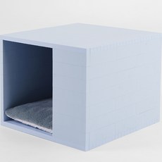 DOGTOC DIY積木小狗屋 小型 6層 寵物屋+坐墊組, 天藍色
