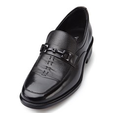 VONIN 天然牛皮半增高馬銜扣縫線正裝皮鞋 4.5公分 LC062BK