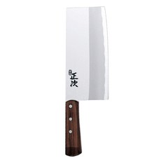 SHIMOMURA 下村工業 日本製職人專用不鏽鋼中華菜刀 19.5cm, 銀色 + 棕色, 1支