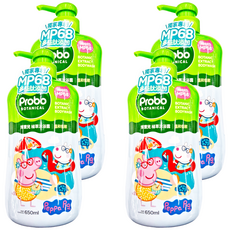 Probo 博寶兒 植萃沐浴露 佩佩豬, 溫和低敏 清潔PM2.5 不流淚配方, 650ml, 4瓶