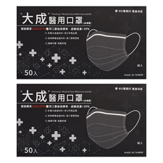 大成 醫療級成人口罩 17.5 x 9.5cm, 天空藍, 50片, 2盒