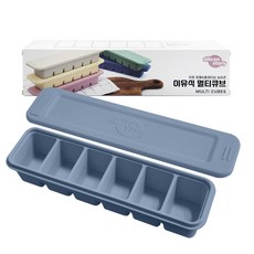 실리콘스토리 국내 제조 유아용 이중 밀폐 플레티넘 실리콘 이유식 보관 큐브 용기 6구, 180ml, 파스텔 블루, 1개