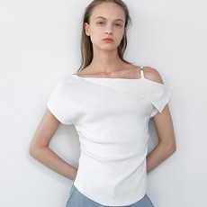 AtelierNain 女款不對稱單邊露肩針織衫 T-7061