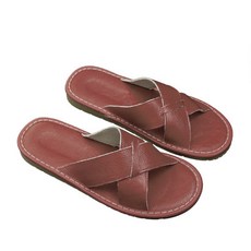 LIKEHOUSE 真皮頭層牛皮防滑室內拖鞋 LS40 27 酒紅色, 1雙