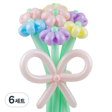 셈퍼텍스 요술풍선 데이지 튤립 꽃다발 만들기 세트, 소프트 4색혼합, 6세트
