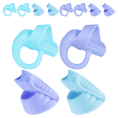 WISEDAY 兒童握筆器 大象款 左右手通用 2個 + 貓頭鷹款 右手用 2個組, 藍色, 3組