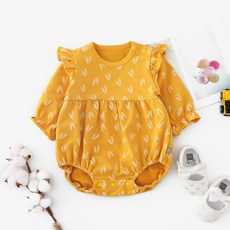 Mom's care 荷葉邊長袖褶皺連體衣