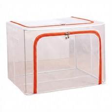 超大透明可視雙開收納箱 110L, 橘紅色, 1個