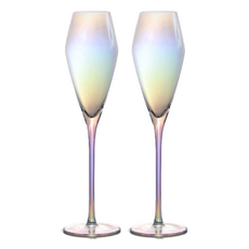 코지테이블 오로라 프리즘 홀로그램 글라스 샴페인 롬버스, 240ml, 2개