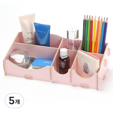 리빙조이 곡선라인 화장품 정리대, 핑크, 5개
