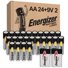 에너자이저 알카라인 AA 건전지 24p + 맥스 9V 건전지 2p, 1세트