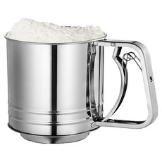 DailyPick 不鏽鋼半自動雙層烘焙篩網 麵粉篩, 1個, 單一顏色