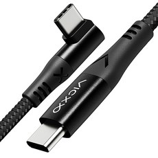 VICXXO 直角USB C到TYPE-C PD尼龍編織快充電 100W, 1.2m, 黑色, 1個
