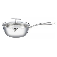 SHIMOYAMA 單柄不鏽鋼湯鍋/雪平鍋 附蓋 T型鍋蓋柄 電磁爐/IH爐適用 1.8L, 1個, 21.5cm, 銀色