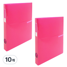 ECO Chungwoon 透明彩色標籤3孔D型環活頁夾 3cm A4, 粉紅色, 10個