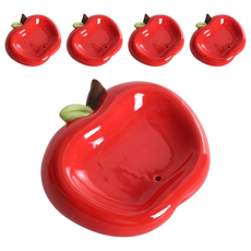 蕉蕉購物 蘋果陶瓷瀝水肥皂盒, 紅色, 5個
