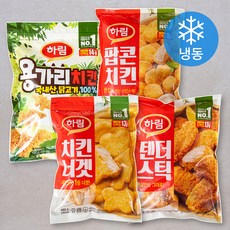 하림 베스트셀러 텐더스틱 550g + 치킨너겟 480g + 팝콘치킨 650g + 용가리치킨 450g 세트 (냉동), 2.13kg, 1세트
