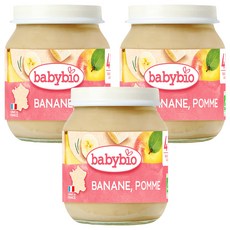 babybio 生機果泥 蘋果香蕉, 130g, 3罐