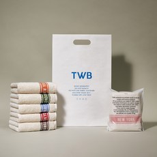 TWB 40支 城市系列 洗臉毛巾 5件組 + L號購物袋, 紐約, 倫敦, 巴黎, 東京, 夏威夷, 1套