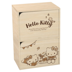 收納王妃 三麗鷗雙層單色木櫃 淺木紋 凱蒂野餐趣 8kg