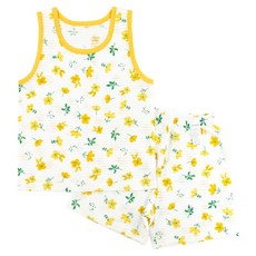 Maykids 女童黃色花園無袖變化布料家居服上下套裝