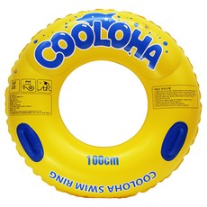 成人用印花游泳圈 100cm, 黃色, 1入