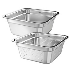 KitchenArt 不鏽鋼方形洗碗桶 8L + 穿孔洗碗桶 8L, 1組